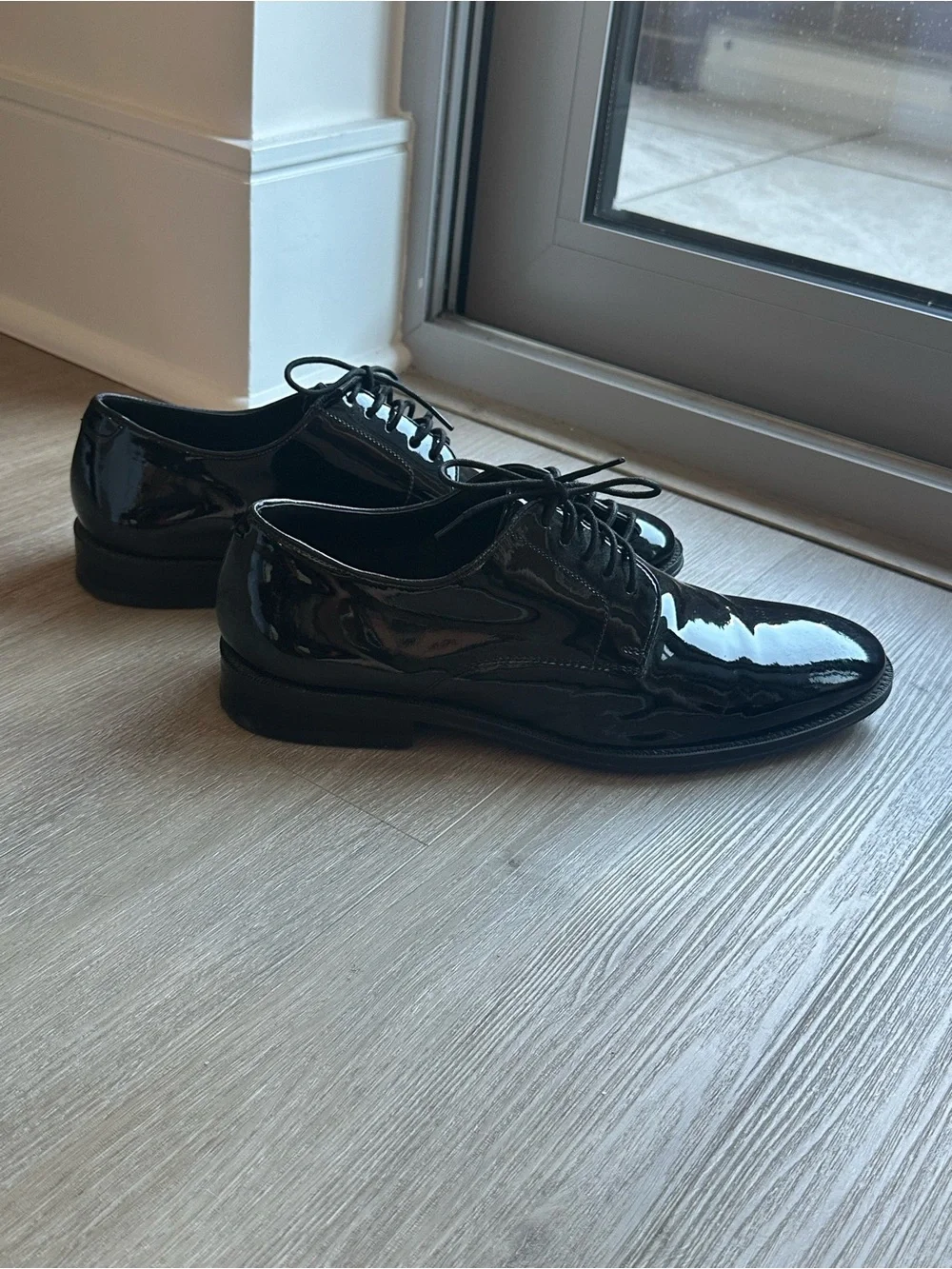 Men's Shiny Black Leather Tuxedo Dress Shoes size 9